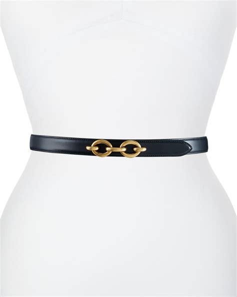 Saint Laurent YSL Cintura Skinny Leather Belt 